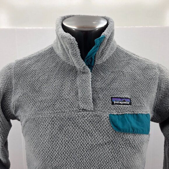 Patagonia Re-Tool Quarter Snap Fleece Pullover Gray/Teal Women's Pro Size Large - Picture 3 of 16